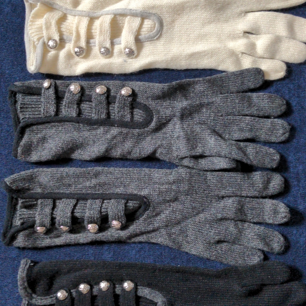 LAUREN Ralph Lauren Wool/Cashmere blend knit gloves, 3 pairs, black pair is NWT - Picture 4 of 8